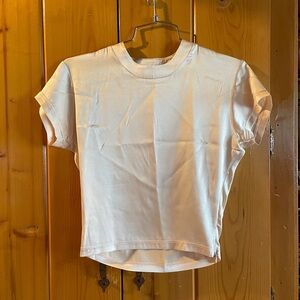 ARE YOU AM I Liv baby cropped silk tee in blush